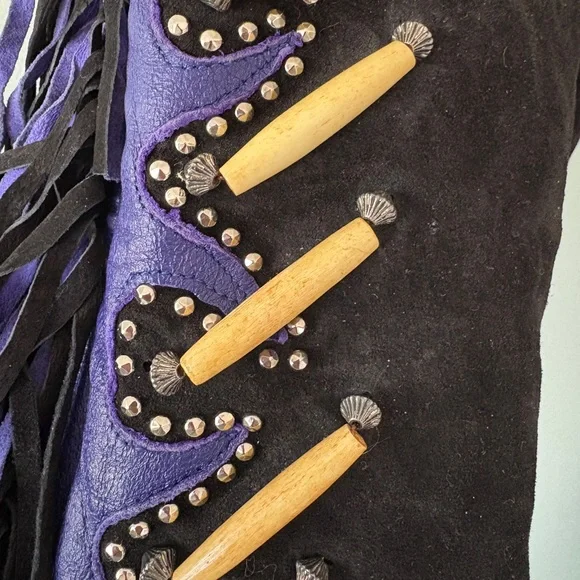 Beautifully Embellished Black Suede Chaps - Picture 5 of 7